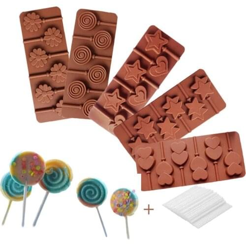 Cute Flower Round Lollipop Silicone Mold DIY Jelly and Candy Fondant Mold Chocolate Fudge Cake Decorating Baking Utensils
