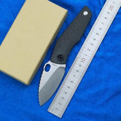 Clearance price SJ75 folding knife D2 blade titanium CF/G10 handle outdoor camping practical fruit knife survival EDC tool