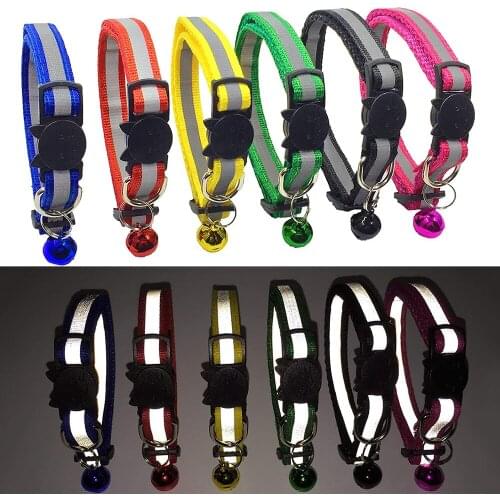 Reflective Cat Collar with Bell Adjustable Solid & Safe Breakaway Collars for Cats Nylon Kitty Breakaway Collar Pet Accessories