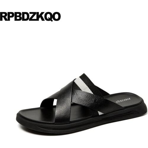 Shoes slides black native roman famous brand 2019 strap slip on men gladiator sandals summer genuine leather open toe slippers