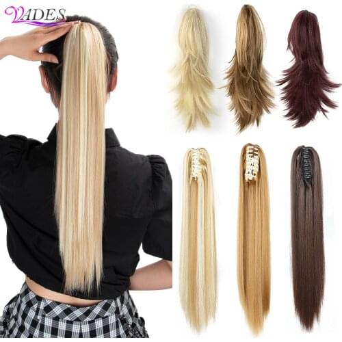 Long Straight Claw Ponytails Clip In Hair Extensions Blonde Black Synthetic Hair Little Pony Tail High Temperature Fiber BY168