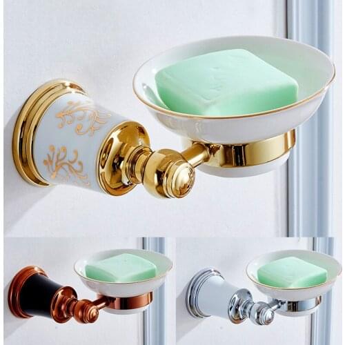 VidricSoap Dishes Solid Brass Gold Finish Soap Holder Soap Storages shelvesWall Mounted Bathroom Accessories Ceramic Soap Dish 8