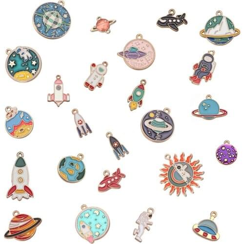 Xinyao 10Pcs Space Astronaut Enamel Charm for DIY Jewelry Necklace Bracelet Making