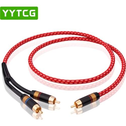 YYTCG HIFI Single RCA to Dual RCA Subwoofer audio cable Pure Copper One Sub-2 Splitter Y RCA Cable