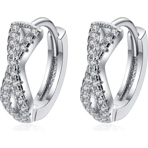 LByzHan 925 Sterling Silver Dainty Small Zircon Inlaid Round Circle Hoop Earrings for Women Silver Earrrings Jewelry