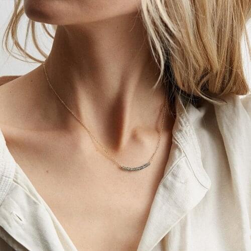 JUJIE Ladies Layered Necklace Jewelry Crystal Pendant Chokers Necklaces Fashion Stainless Steel Necklace For Women