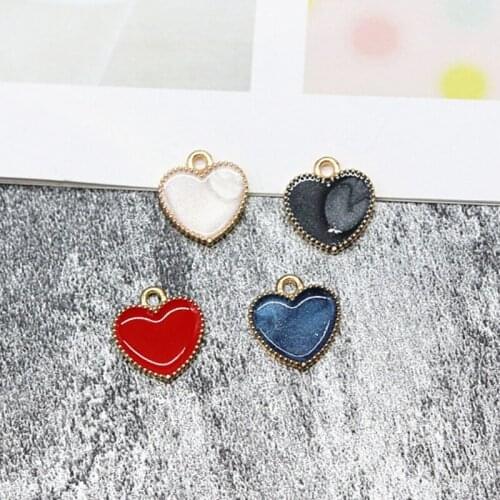 10pcs/lot 15mm Mini Sweet Heart Charms Zinc Alloy Enamel Charms For DIY Necklaces Bracelets Jewelry Accessories