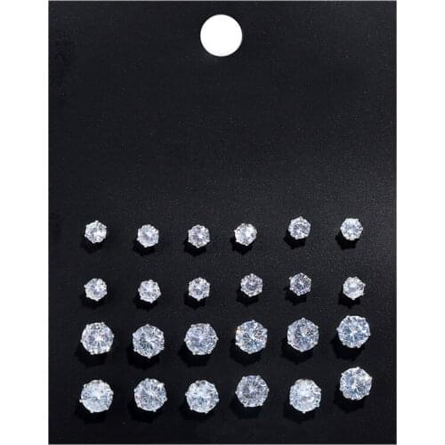 12 Pairs) Fashion Jewelry Women\\\s Stainless Steel Round Stud Earring