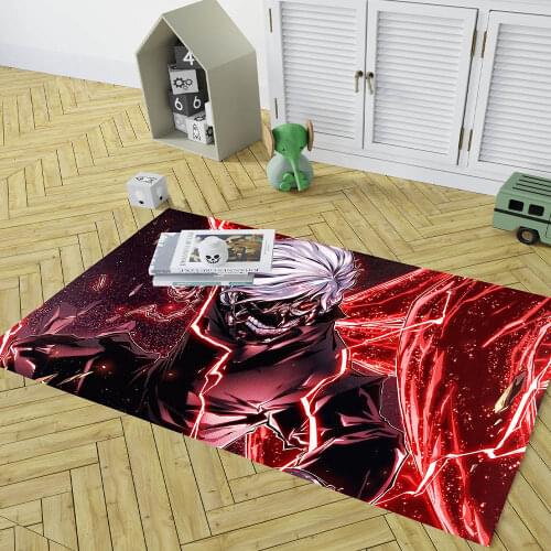 3D Cartoon Anima Tokyo Ghoul Ken Kaneki Rectangle Carpet Non-slip Area Rugs Floor Door Mat Red Eyes White Hair Boys Living Room