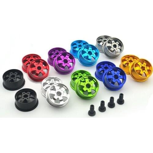 4 Pieces Aluminum Alloy Wheels Middle Diameter Metal Wheel Hubs For 1/32 Scale Tamiya Mini 4WD Car Model