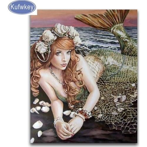 5D DIY Diamond painting cartoon sea Mermaid Full Round Diamond mosaic Full drill Square Diamond embroidery Cross stitch woman