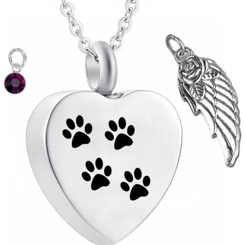 Cremation Urn Necklace for Ashes Always in My Heart for Angel Wings Pendant Birthstone Jewelry with Fill