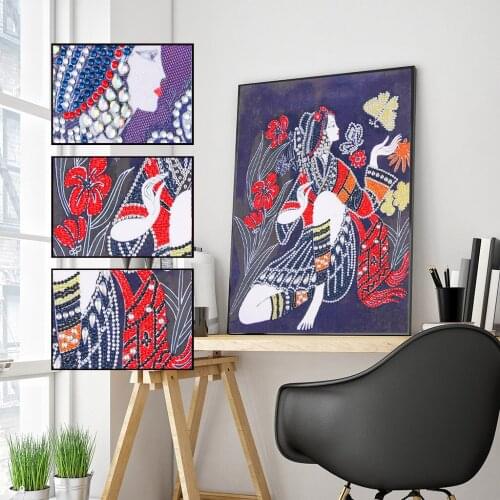 5D DIY Special Shaped Diamond Painting Beauty Girl Diamond Painting Mosaic Cross Stitch Kit Elves Home Wall Decoration Art Craft