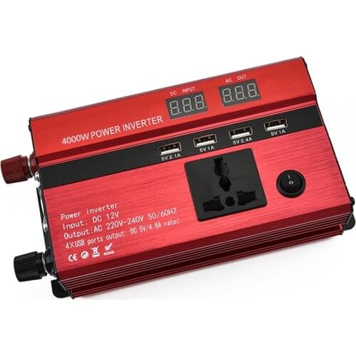 4000w 5000w 6000w Car Power Inverter Charger DC 12V/24V To AC 220V Sine Wave Converter Interfaces Voltage Transformer Adapter