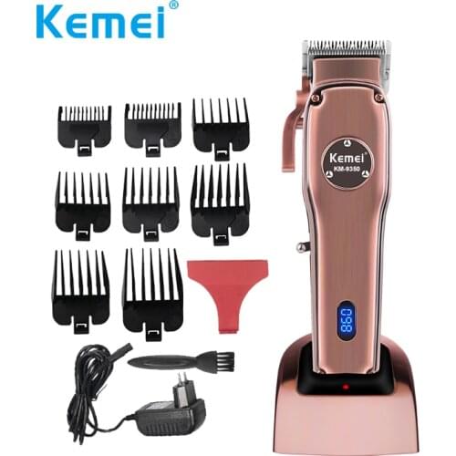 Kemei Cordless Rechargeable Hair Clipper LED Display Powerful Men Electric Hair Trimmer Hair Cut Grooming Kit