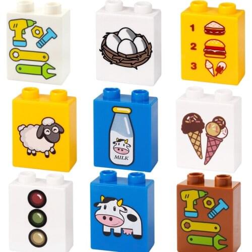 Animal Big Size 1x2 High Bricks Large Particle Ice Cream Building Blocks Accessories Scene Kids DIY Toys Traffic Light