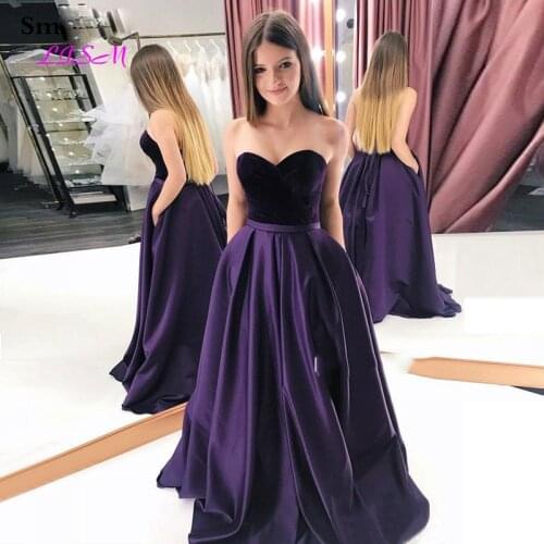 Sweetheart Long Evening Dresses A-Line Sleeveless Empire Prom Party Gowns Elegant Purple Formal Dress