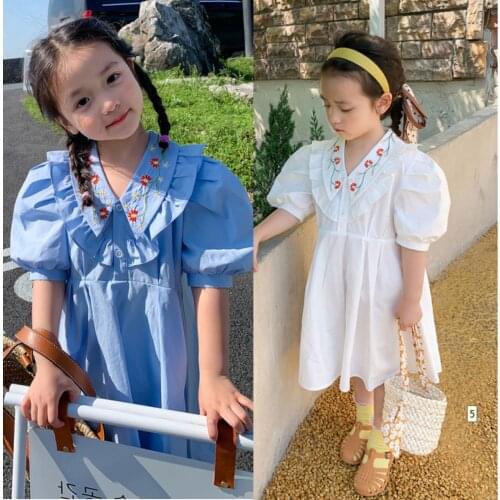 Girls Dress Toddler Girl Summer Dresses Baby Girl Clothing Elegant Princess Dress Blue Color Dress Clothing Kids Dress