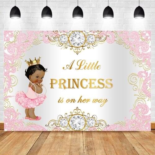 Royal Princess Baby Shower Backdrop Pink Silver Diamond Baby Shower Background Girl Baby Shower Party Banner Decoration Supplies