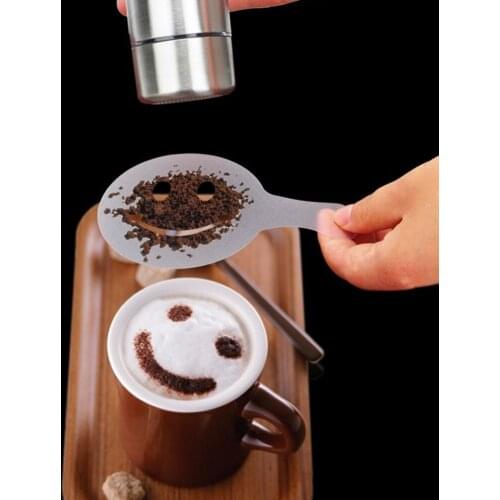 Cappuccino Mold Fancy Coffee Printing Model Foam Spray Cake Stencils Powdered Sugar Chocolate Cocoa Coffee Printing Assembly