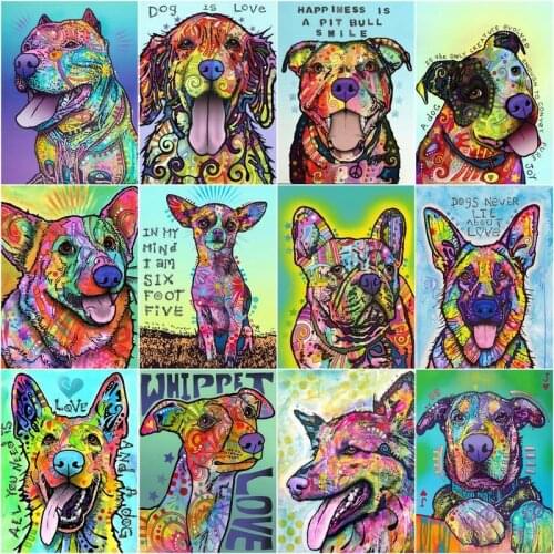 GATYZTORY Coloring By Number Abstract Dog For Adult Children Drawing On Canvas Handpainted Painting Art Gift DIY Kits Home Decor