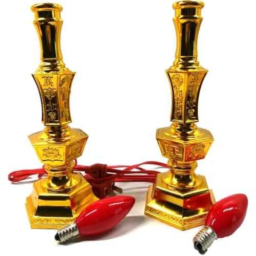 J062 Electric Candle Light 8 Inch Red Led 2w E12 Bulb Candle Light Lotus Lamp Buddha Lamp Lotus Lamp