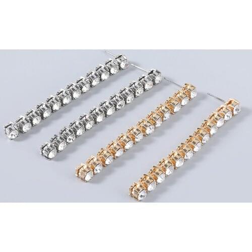 JIJIAWENHUA New Rhinestone Long Claw Chain Pendant Womens Earrings Dinner Party Wedding Fashion Jewelry Accessories