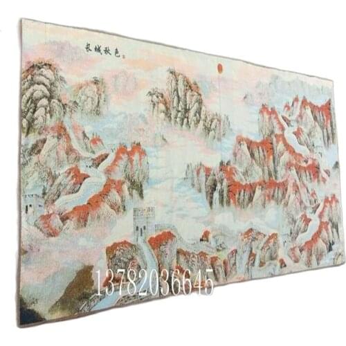 Chinese Handmade Silk Hanging Painting Landscape Painting of The Great Wall autumn scenery