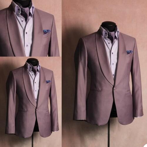 Classic Shawl Lapel Men Tuxedos Custom Made One Button Long Sleeve Slim Fit 1 Piece Set Wedding Party Formal Blazer
