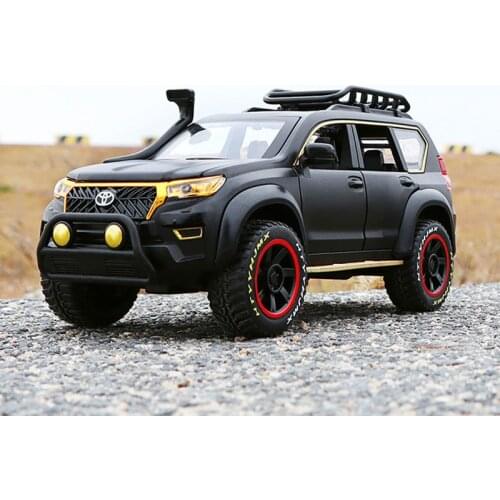 1/24 Alloy Die Cast Toyota Prado SUV Modified Model Toy Car Simulation Sound Light Pull Back Off Road Toys Vehicle For Gifts