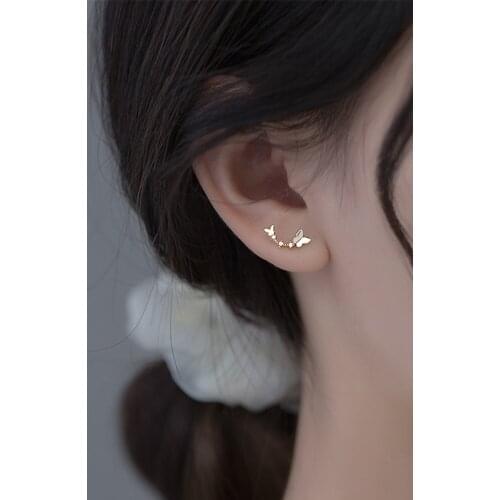 Cute Mini Simple Sweet Butterfly Stud Earrings for Women Girl Youth School Office Insect Ear Jewelry Accessories Temperament