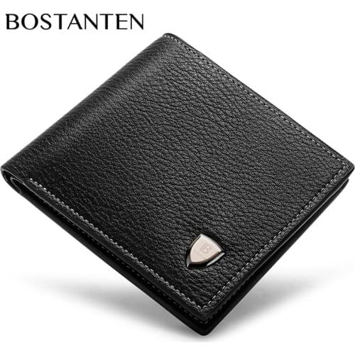 BOSTANTEN Mens PU Leather Bifold Wallet Zipper Coin Purse Wallet For Men