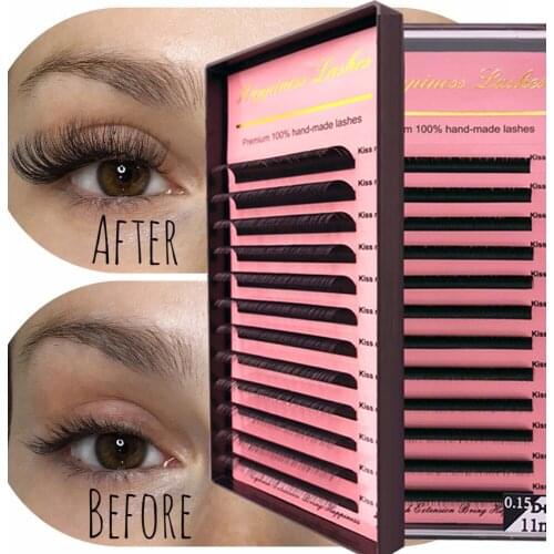 Natural Soft Silk Volume Eyelash Extension Training Academy Individual Black Matte False Eye Lashes For Salon Mink Eyelashes