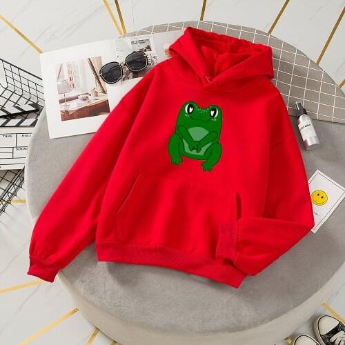 Oversize Sweatshirt Women Harajuku Hoodies Streetwear Top Cartoon Cute Frog Printed Pullover Korean Streetwear Hoodie Tracksuit