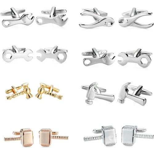 Novelty Brand Hammer Cufflinks Pincer wrench Design Brass Material Gift cuff links wholesale&retail Personalities Jewelley