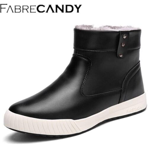 FABRECANDY Hot Newest Keep Warm Men Winter Boots High Quality pu Leather Casual Boots Working Fahsion Boots men shoes Plus size