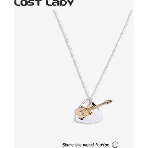 Lost Lady New Fashion Rock Punk Guitar Pendant Necklace For Women Metal Statement Necklace Wholesale Jewelry Party Wedding Gifts