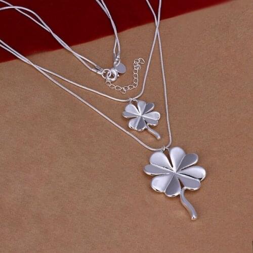 Free Shipping!!Wholesale silver plated Necklaces & Pendants,925 jewelry silver,Snake Double Clover Necklace SMTN218
