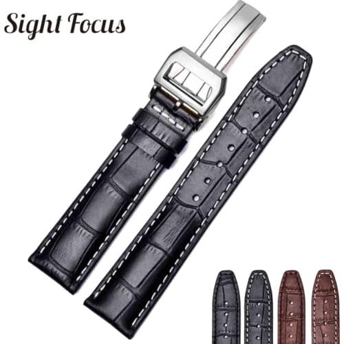 Italian Calfskin Leather Watch Band Strap for IWC Watch Accessories Folding Buckle Men 20 22mm Pilot Portugieser Wrist Band Belt
