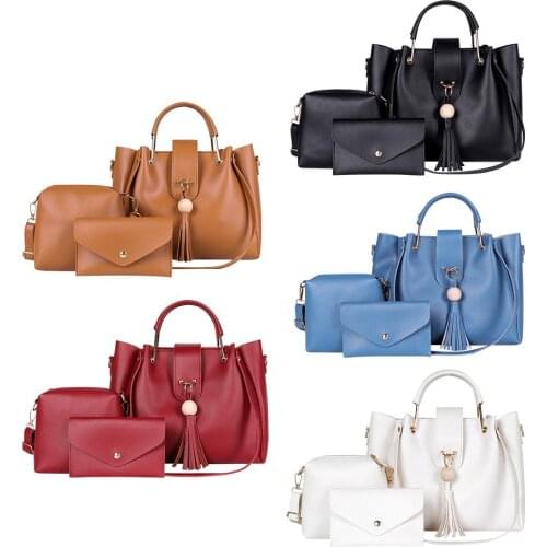 3Pcs/Set Luxury Handbags Women Retro Totes PU Leather Shoulder Crossbody Bags Tassel Famous Brand Designer for Shopping Travel