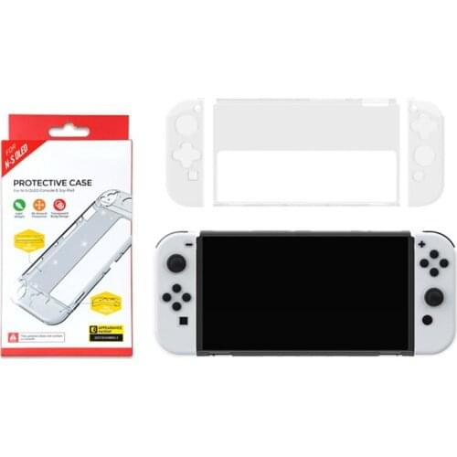 Replacement Full Housing Shell L/R Handle TPU Cover + Protective Host PC Shell Set Compatible with NS OLED