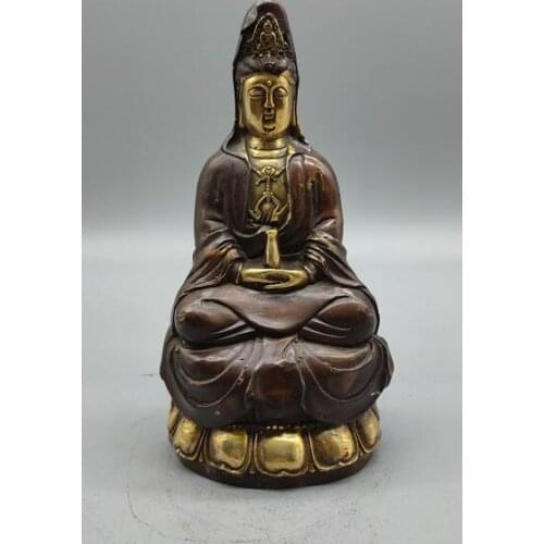 Old Chinese Bronze BUDDHA Bodhisattva Guanyin Statue Brass