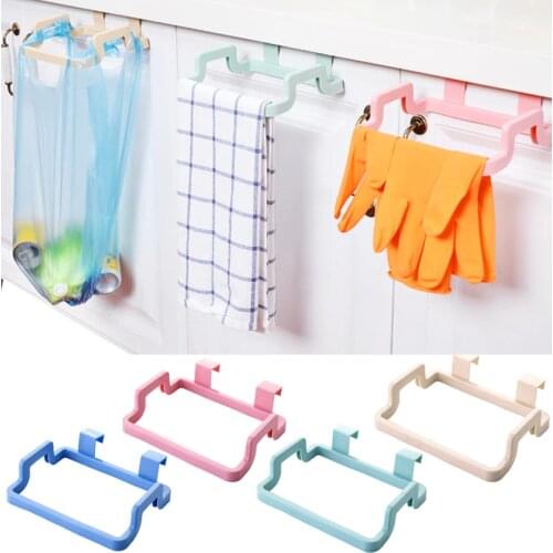 Garbage Trash Bag Rack Attach Holder Cabinet cupboard Door Kitchen Bathroom Accesorries
