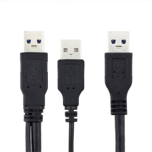 Super Speed USB 3.0 Power Y Cable Two A Male to USB Male for External Hard Disk 0.6M