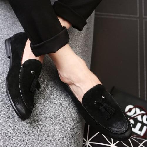 Summer Fashion All-Match Loafers Mens Shoes Breathable Lazy Shoes Mens Casual Leather Shoes Non-Slip Wear-Resistant Peas Shoes
