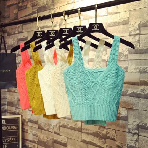 Spring and autumn western style leisure all-match sleeveless pullover blouse knitted sling women short solid color sweater vest
