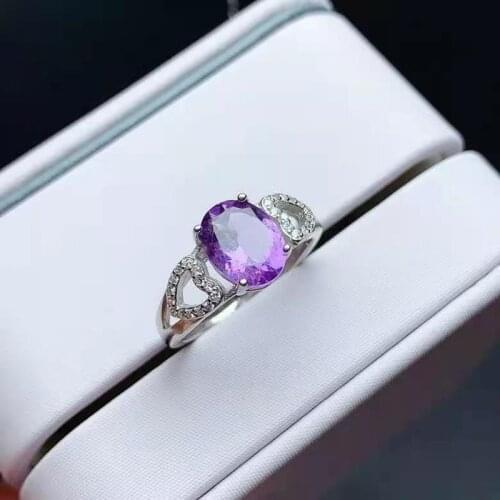 High-quality Amethyst Oval Ring Real 925 Silver Fine Fashion Charming Wedding Jewelry for Women Free Shipping MeibaPJFS