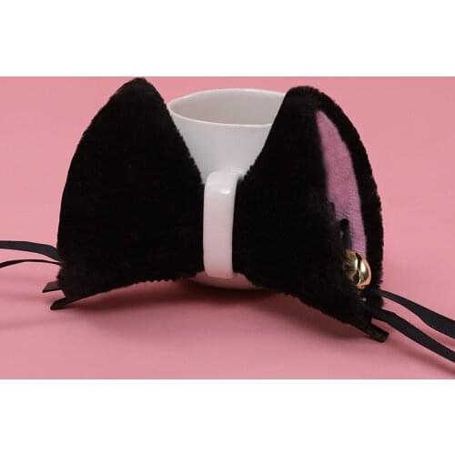 Anime Fox Cat Ear Hairpin with Bell Faux Fur Lolita Cosplay Hairpin Headdress Halloween Masquerade Ball Party Props