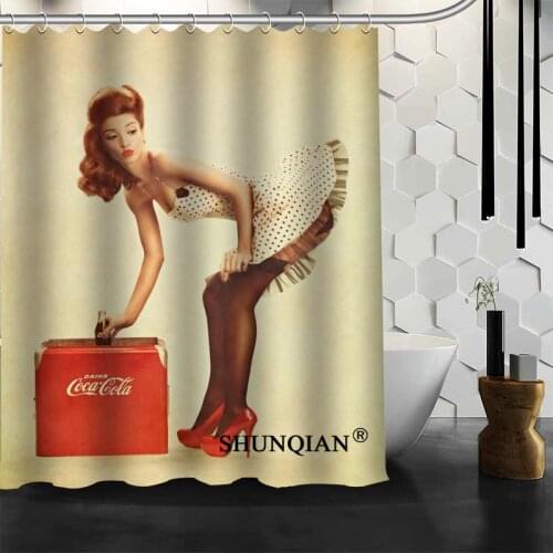 Custom pin up Shower Curtain High Quality bathroom Accessories Polyester Fabric Curtain With holes
