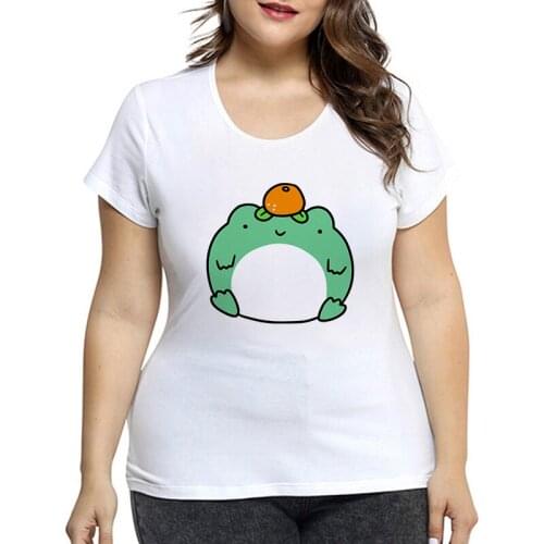 Women Tshirt Fashion Cartoon frog T Shirts Ladies Harajuku female Tees Tops Summer Short Sleeve tee shirt femme Plus Size 4XL